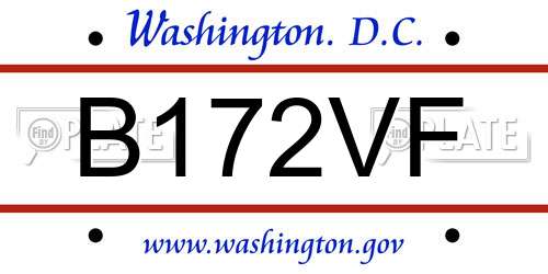 B172VF District Of Columbia License Plate