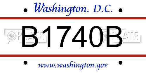 B1740B District Of Columbia License Plate