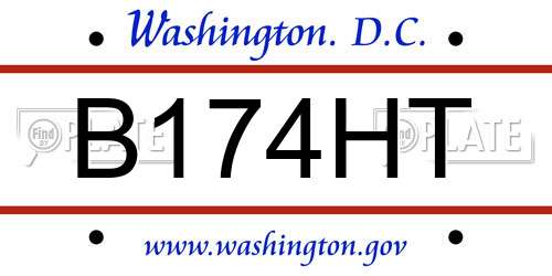 B174HT District Of Columbia License Plate