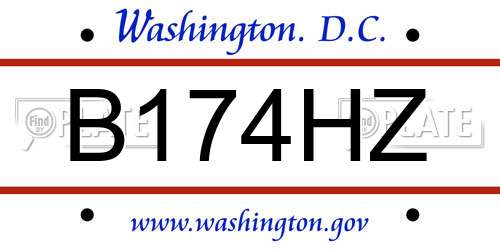 B174HZ District Of Columbia License Plate