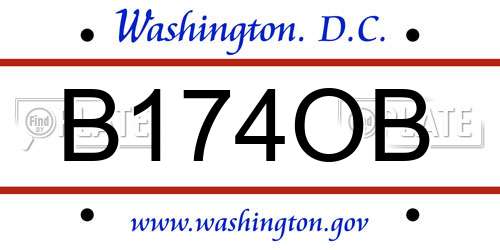 B174OB District Of Columbia License Plate