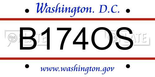 B174OS District Of Columbia License Plate