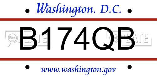 B174QB District Of Columbia License Plate