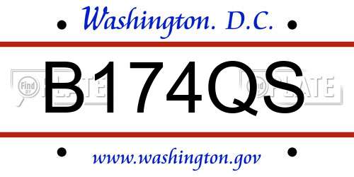 B174QS District Of Columbia License Plate