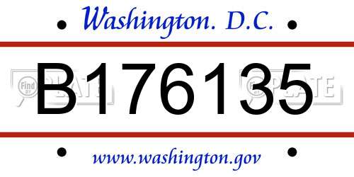 B176135 District Of Columbia License Plate