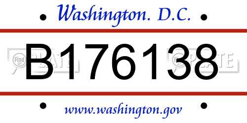 B176138 District Of Columbia License Plate
