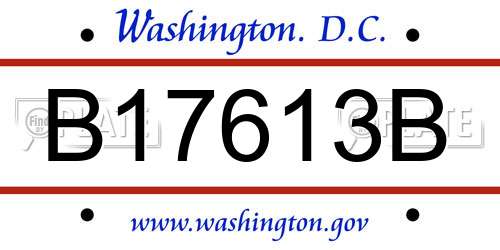 B17613B District Of Columbia License Plate