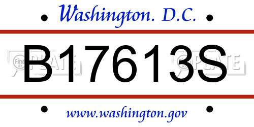 B17613S District Of Columbia License Plate
