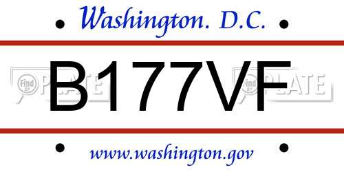 B177VF District Of Columbia License Plate