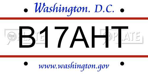 B17AHT District Of Columbia License Plate