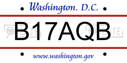 B17AQB District Of Columbia License Plate