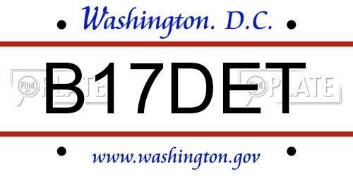 B17DET District Of Columbia License Plate