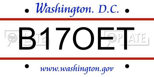 B17OET District Of Columbia License Plate