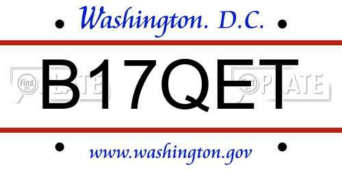 B17QET District Of Columbia License Plate