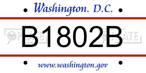B1802B District Of Columbia License Plate