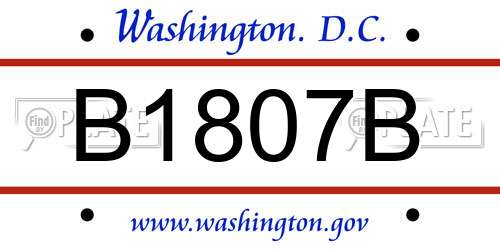 B1807B District Of Columbia License Plate