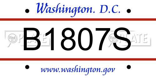 B1807S District Of Columbia License Plate