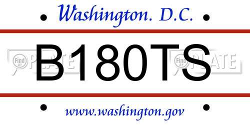 B180TS District Of Columbia License Plate