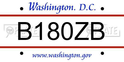 B180ZB District Of Columbia License Plate