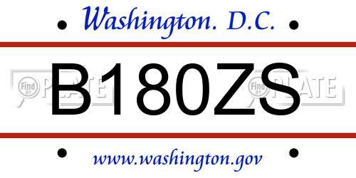 B180ZS District Of Columbia License Plate
