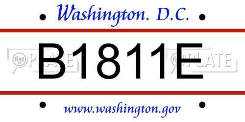 B1811E District Of Columbia License Plate