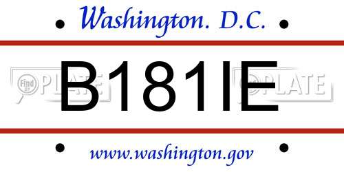 B181IE District Of Columbia License Plate