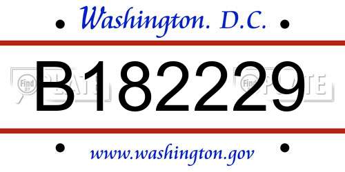 B182229 District Of Columbia License Plate