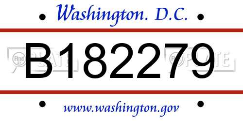 B182279 District Of Columbia License Plate