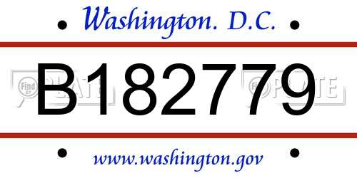 B182779 District Of Columbia License Plate
