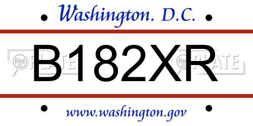 B182XR District Of Columbia License Plate