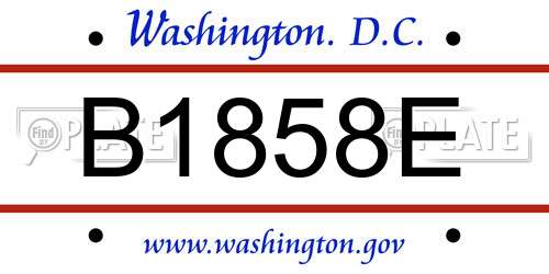 B1858E District Of Columbia License Plate