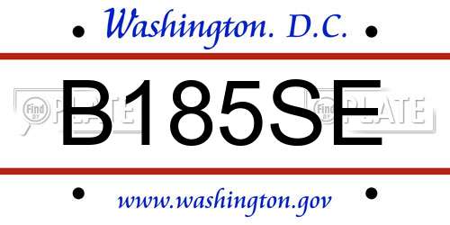 B185SE District Of Columbia License Plate