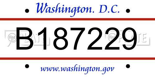 B187229 District Of Columbia License Plate