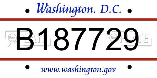 B187729 District Of Columbia License Plate