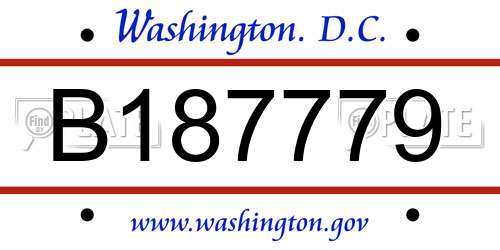 B187779 District Of Columbia License Plate