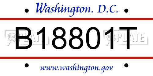 B18801T District Of Columbia License Plate