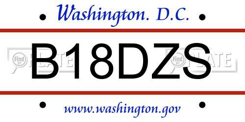 B18DZS District Of Columbia License Plate