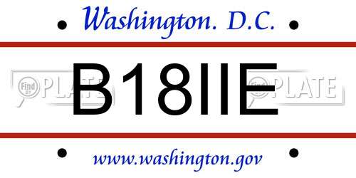 B18IIE District Of Columbia License Plate
