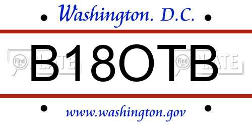 B18OTB District Of Columbia License Plate