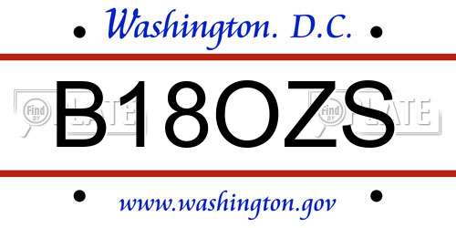 B18OZS District Of Columbia License Plate