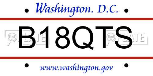 B18QTS District Of Columbia License Plate