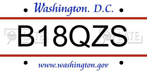 B18QZS District Of Columbia License Plate