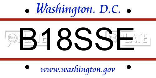 B18SSE District Of Columbia License Plate