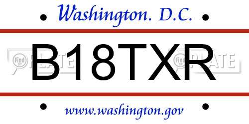 B18TXR District Of Columbia License Plate