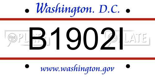 B1902I District Of Columbia License Plate