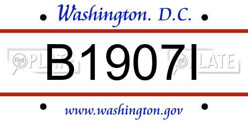 B1907I District Of Columbia License Plate