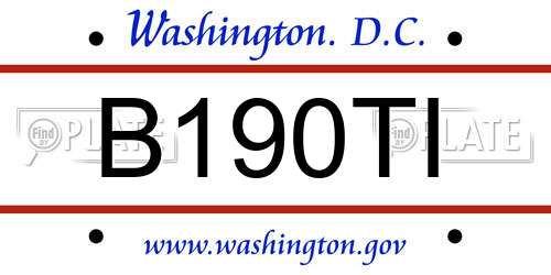 B190TI District Of Columbia License Plate