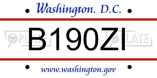 B190ZI District Of Columbia License Plate