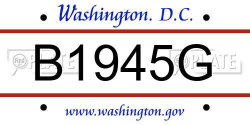 B1945G District Of Columbia License Plate