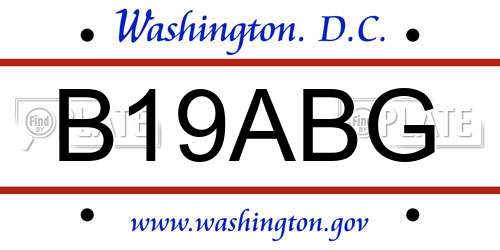 B19ABG District Of Columbia License Plate